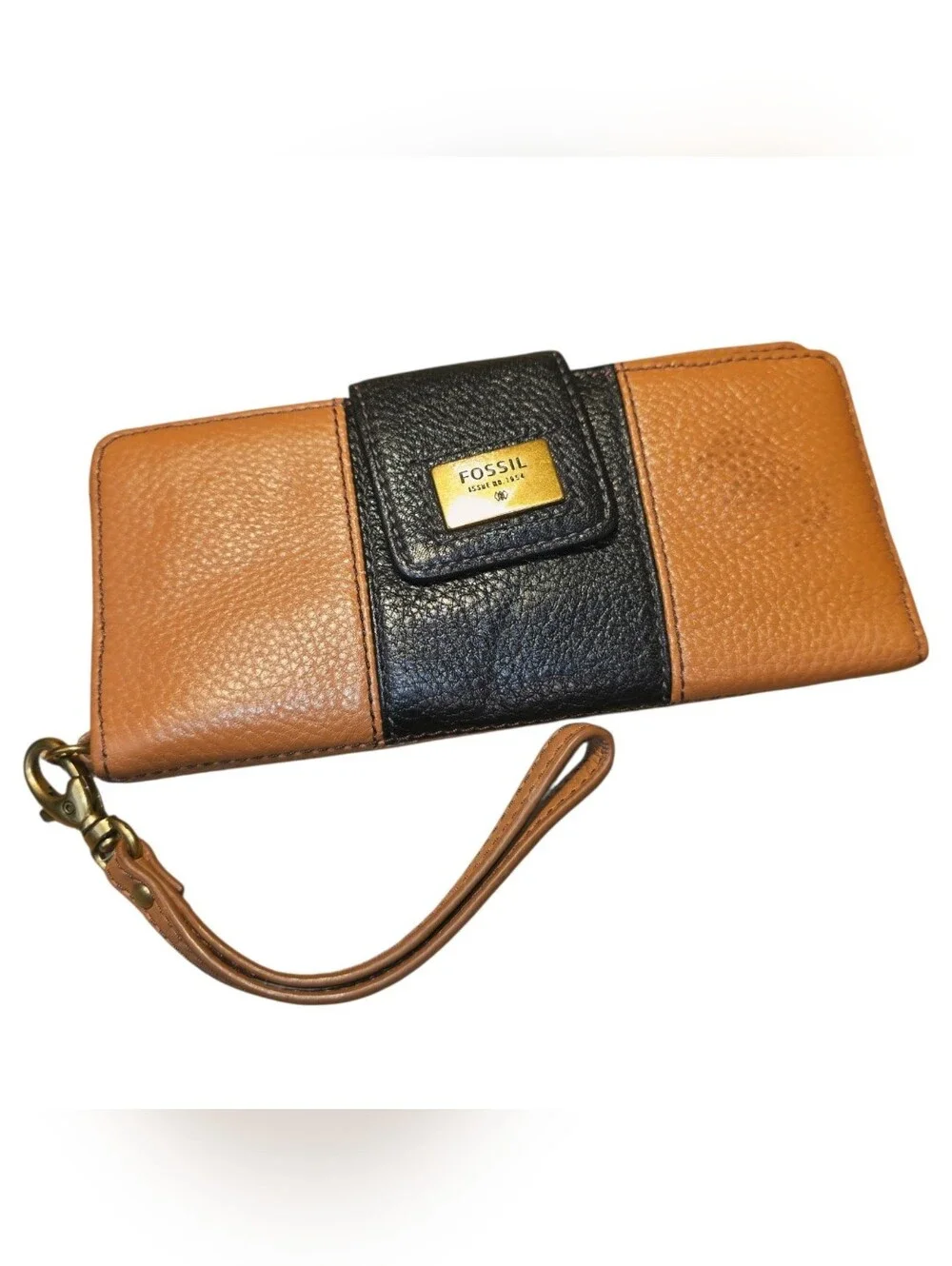 FOSSIL Distressed Black Brown Leather Multi Compartment Full Size Wallet